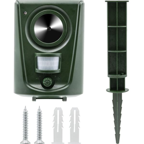 Effektiver Ultraschall Tiervertreiber, Tierabwehr m. PIR-Bewegungsmelder, bis 60 m², vertreibt Hunde, Katzen, Kleintiere, Vögel, Marder