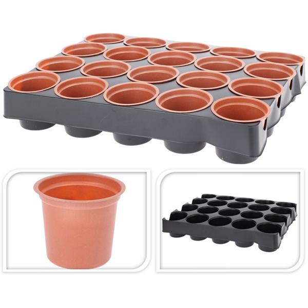 Anzuchtschale mit Anzuchttöpfen 20 Sück, praktische Töpfchen zur Aussaat, langlebig und leicht zu reinigen