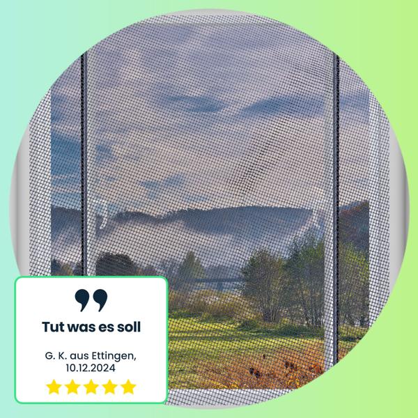 Fliegennetz für Fenster bis 130 x 150 cm, Fliegengitter individuell zuschneidbar PLUS 6m Klettband - Mückenschutz ohne Bohren