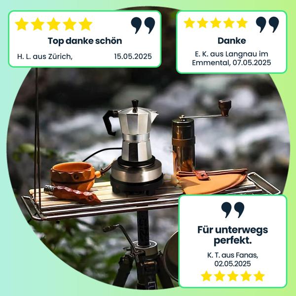Kompakte elektrische Mini-Einzelkochplatte mit Espresso-Kocher, 500 Watt, Ideal für Camping & kleine Küchen