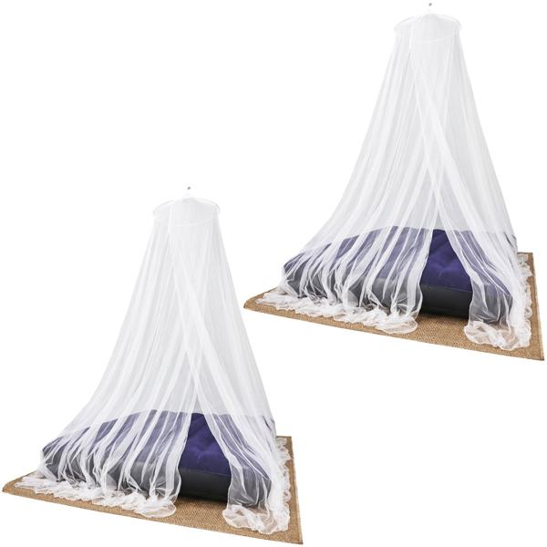 2er-Set XXL Moskitonetz für Doppelbetten - Zuverlässiger Mückenschutz, engmaschig, Ø 12,5m - Polyester - Einfache Montage mit Metallring