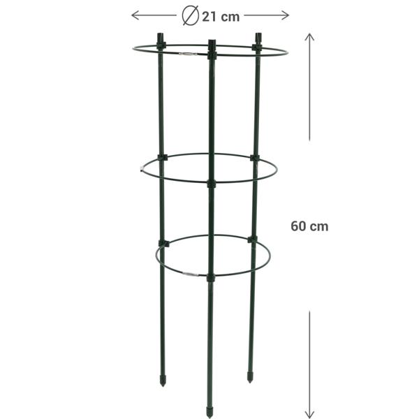 Pflanzenstütze rund (60xØ 21 cm) - Stabilisiert Tomaten & Kletterpflanzen - Für Kübel- & Zimmerpflanzen - Kunststoffbeschichtetes Eisen robust & langlebig