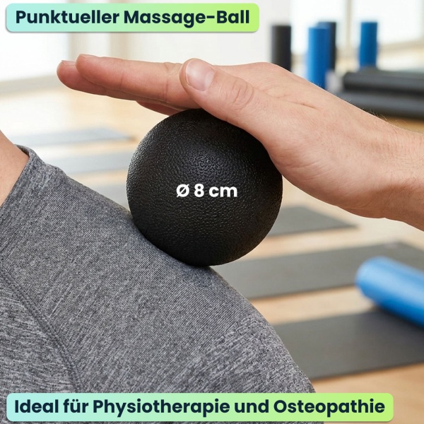 Punktueller Massage-Ball, 8 cm, schwarz – Faszientrainer für effektive Schmerzlinderung & Tiefenentspannung