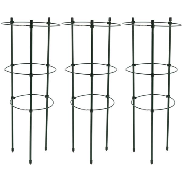 3er-Set Pflanzenstütze rund 60 x Ø 21 cm - Ideal für Tomaten, Weinreben & Kletterpflanzen - Robuste Pflanzenhilfe Kunststoff eisenbeschichtet