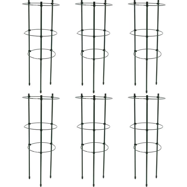 6er-Set Pflanzenstütze rund - Rankhilfe für Tomaten & Kletterpflanzen - Ø 21x60 cm - Kunststoff mit Eisenbeschichtung - Garten, Kübel, Zimmer