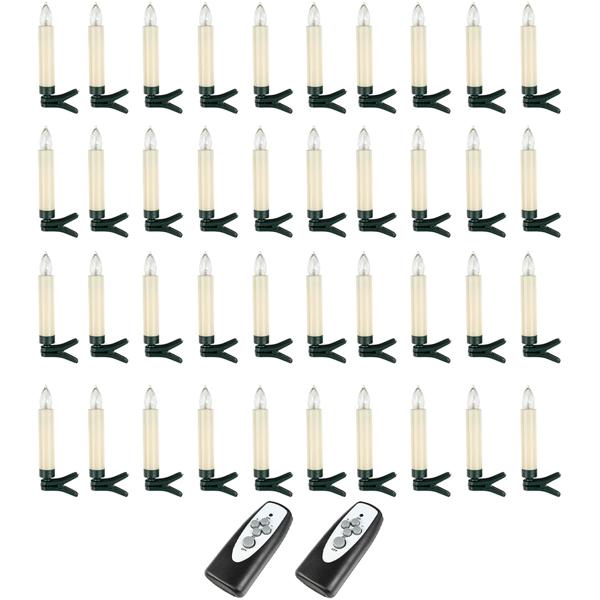 40 kabellose LED-Weihnachtsbaum-Kerzen mit Fernbedienung, Timerfunktion, weiss