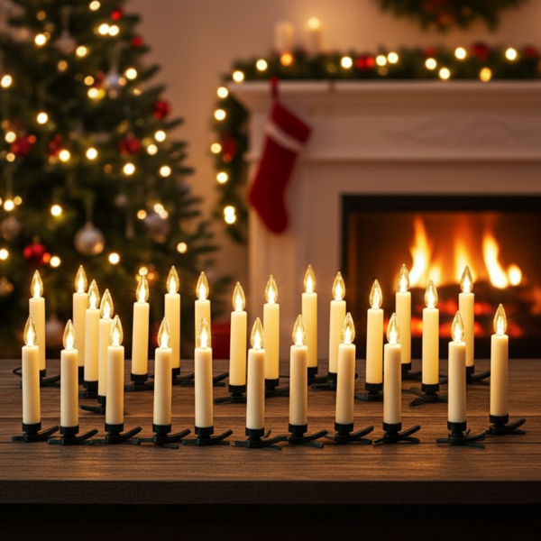 40 kabellose LED-Weihnachtsbaum-Kerzen mit Fernbedienung, Timerfunktion, weiss