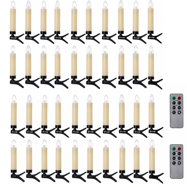40 kabellose LED-Weihnachtsbaum-Kerzen mit Fernbedienung, Timerfunktion, weiss