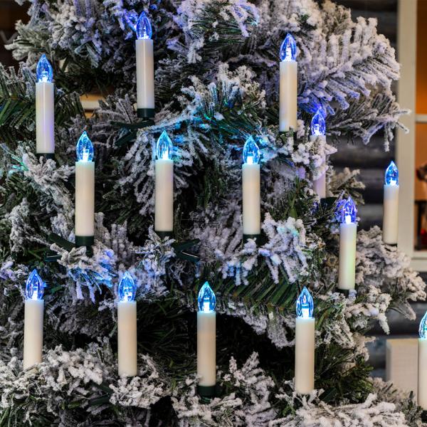 30 kabellose LED-Weihnachtsbaum-Kerzen - Multicolor mit Fernbedienung & Timerfunktion (6h) - Innen- & Aussenbereich - 3 Leuchtfunktionen - langlebig