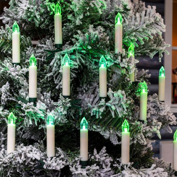 30 kabellose LED-Weihnachtsbaum-Kerzen - Multicolor mit Fernbedienung & Timerfunktion (6h) - Innen- & Aussenbereich - 3 Leuchtfunktionen - langlebig