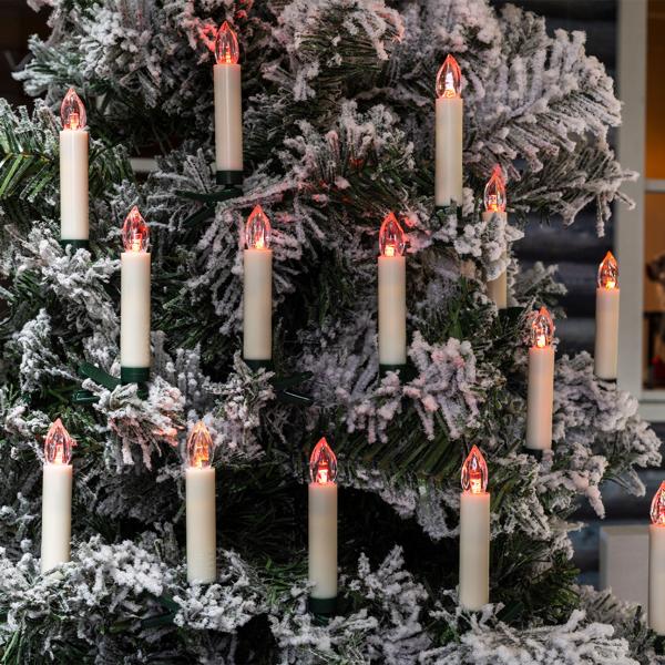 30 kabellose LED-Weihnachtsbaum-Kerzen - Multicolor mit Fernbedienung & Timerfunktion (6h) - Innen- & Aussenbereich - 3 Leuchtfunktionen - langlebig