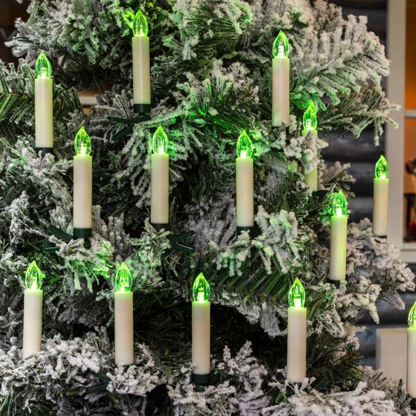 30 kabellose LED-Weihnachtsbaum-Kerzen - Multicolor mit Fernbedienung & Timerfunktion (6h) - Innen- & Aussenbereich - 3 Leuchtfunktionen - langlebig