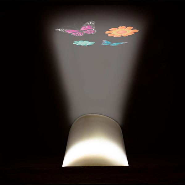 2er-Set Projektor Kerze - bunte Lichtshows an Wände/Decken - 3 Schablonen, 4 Motive, Timer & kabellos Batteriebetrieb, 7x15cm, weiss - LED-Projektor