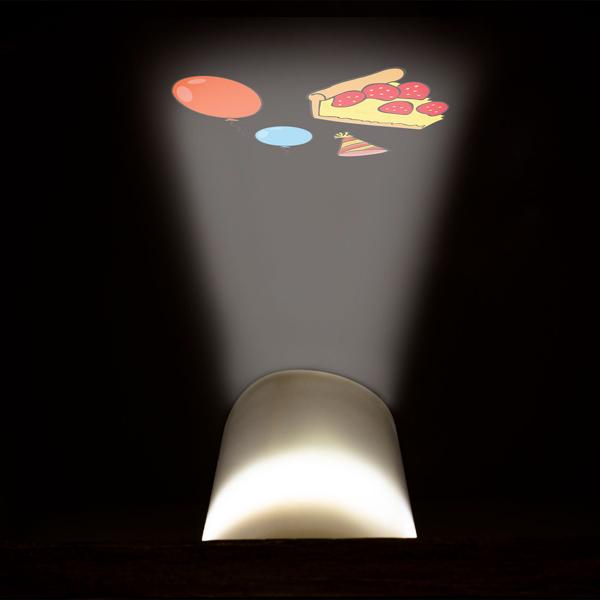 2er-Set Projektor Kerze - bunte Lichtshows an Wände/Decken - 3 Schablonen, 4 Motive, Timer & kabellos Batteriebetrieb, 7x15cm, weiss - LED-Projektor