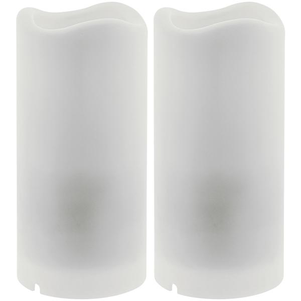 2er-Set Projektor Kerze - bunte Lichtshows an Wände/Decken - 3 Schablonen, 4 Motive, Timer & kabellos Batteriebetrieb, 7x15cm, weiss - LED-Projektor