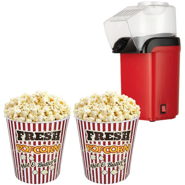 Heissluft Popcorn Maschine, inkl. 2 Popcorn Becher, 1200 W