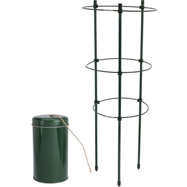 Set aus stabiler Pflanzenstütze & Juteseil, 60 x Ø 21 cm, für kletternde Pflanzen & Blumen, Robuste Rankhilfe für Garten, Balkon & Zimmerpflanzen