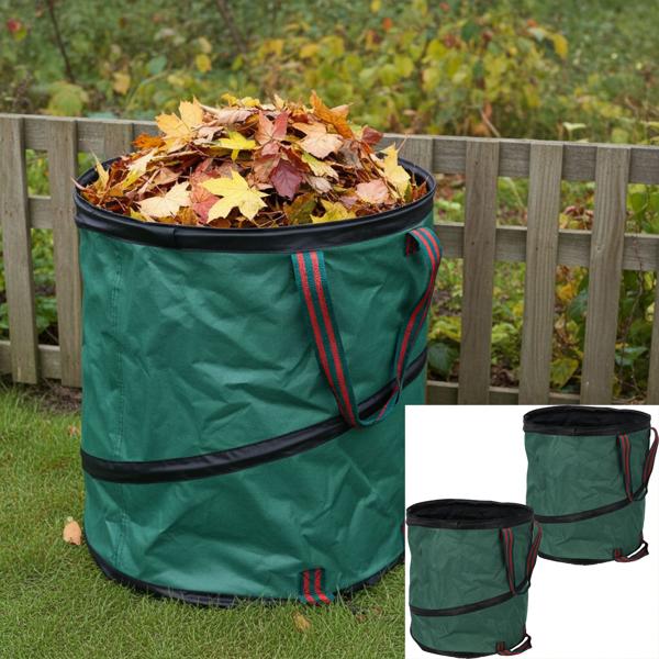 2er-Set Garten Abfallsack Pop-up, grün, 85 Liter, mühelose Gartenarbeit & einfache Entsorgung, faltbar, platzsparend & robust