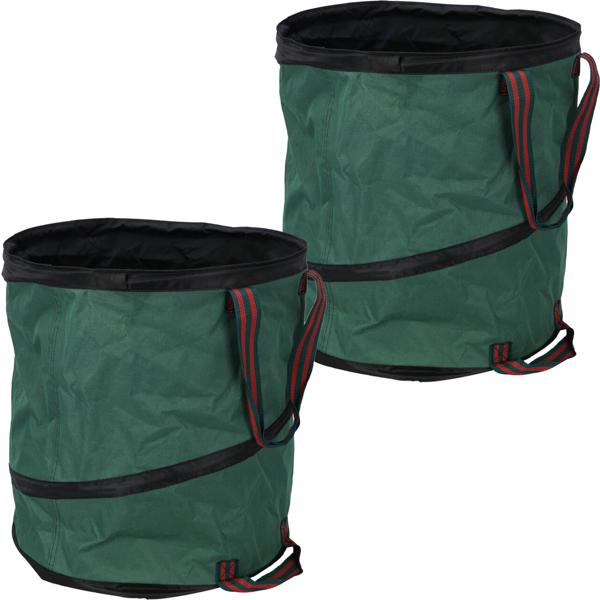 2er-Set 165L Pop-up Gartenabfallsack - grün, faltbar & mit stabilen Tragegriffen - Abfallsack für Laub, Rasenschnitt & Gartenhelfer - platzsparend
