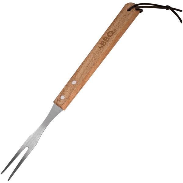 3-tlg. Edelstahl-Grillbesteck: Gabel, Zange und Wender mit extralangen Gummiholz-Griffen, robust, hitzebeständig & ideal für jeden Grillmeister