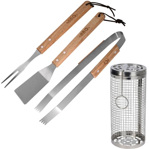 Grillmeister-Set mit Grillkorb & Grillbesteck: Ihre Helfer für die nächste Gartenparty oder das nächste Camping-Abenteuer