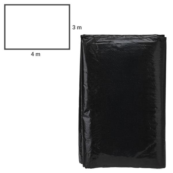 Robuste Bodenplane & Zeltunterlage 3x4m Schwarz - 100% wasserdichter Schutz für Zeltboden vor Nässe & Schmutz - Ideal für Camping & Garten