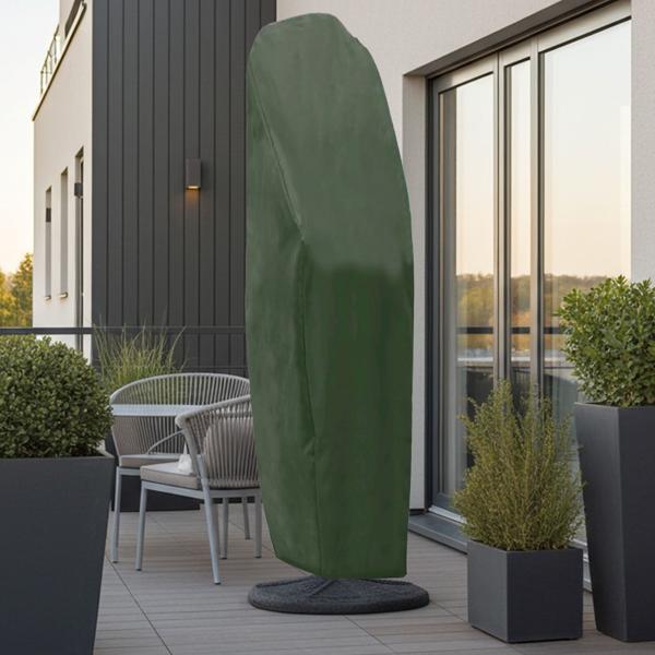 Robuste Ampelschirm-Abdeckplane (Ø 300cm): dunkelgrün, mit Reissverschluss, stabiles Gewebe wetterfester Schutz für Ihren Sonnenschirm