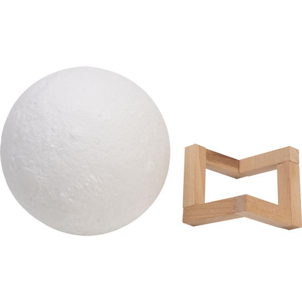 2er-Set Beeindruckende 3D Mond Dekorations- Lampe mit Holzständer, Touch-& Fernbedienung, 16 Farben, 5 Leuchtmodi, Akku, Ø 15 cm