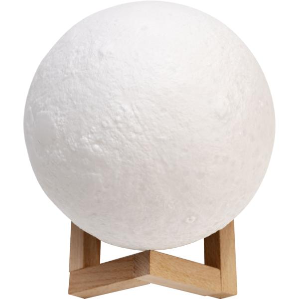 2er-Set Beeindruckende 3D Mond Dekorations- Lampe mit Holzständer, Touch-& Fernbedienung, 16 Farben, 5 Leuchtmodi, Akku, Ø 15 cm