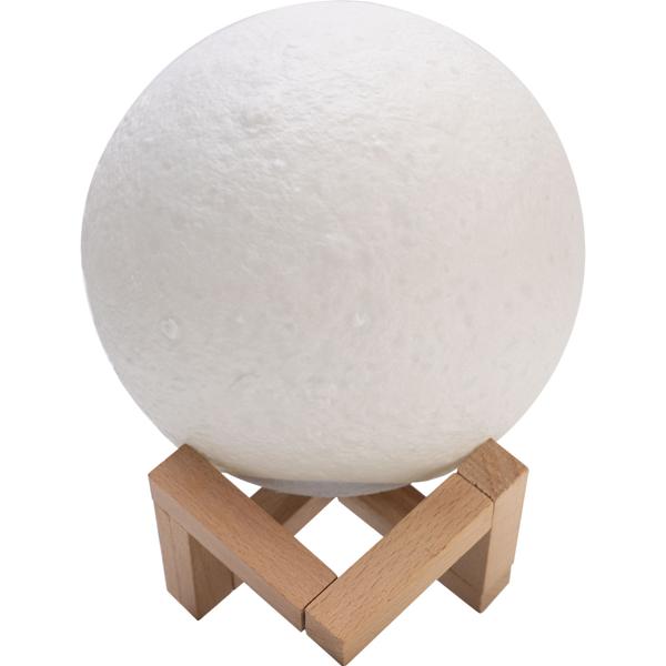 2er-Set Beeindruckende 3D Mond Dekorations- Lampe mit Holzständer, Touch-& Fernbedienung, 16 Farben, 5 Leuchtmodi, Akku, Ø 15 cm