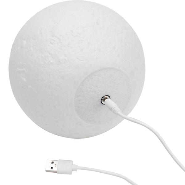 2er-Set Beeindruckende 3D Mond Dekorations- Lampe mit Holzständer, Touch-& Fernbedienung, 16 Farben, 5 Leuchtmodi, Akku, Ø 15 cm