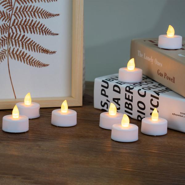 Stimmungsvolle LED-Teelichter (48er-Set) inkl. Batterien (CR2032) : Flackerndes Licht, Batteriebetrieb, für gemütliche Abende & stimmungsvolle Atmosphäre