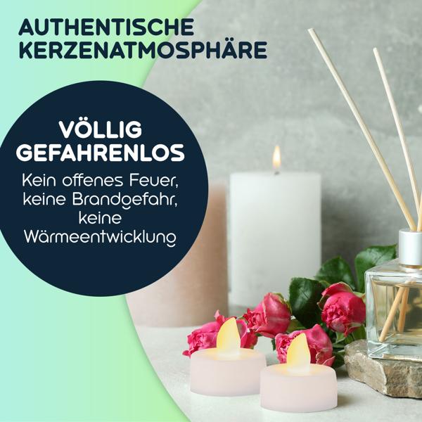 Stimmungsvolle LED-Teelichter (24er-Set) inkl. Batterien (CR2032) - Flackerndes Licht, Batteriebetrieb, für gemütliche Abende & stimmungsvolle Atmosphäre