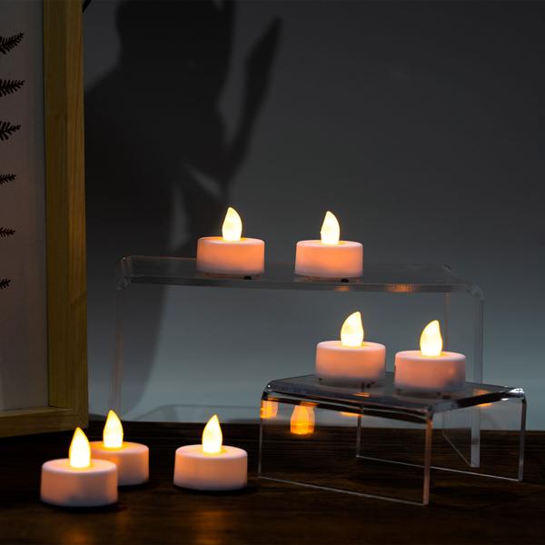 Stimmungsvolle LED-Teelichter (48er-Set) inkl. Batterien (CR2032) : Flackerndes Licht, Batteriebetrieb, für gemütliche Abende & stimmungsvolle Atmosphäre