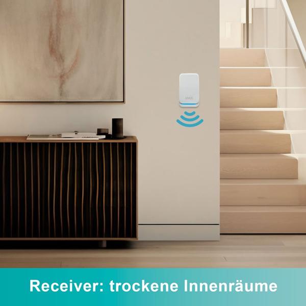 Kabellose Funk Türklingel & Durchgangsmelder mit PIR-Sensor, IP44, 36 Klingeltöne, weiss: für mehr Sicherheit & Komfort