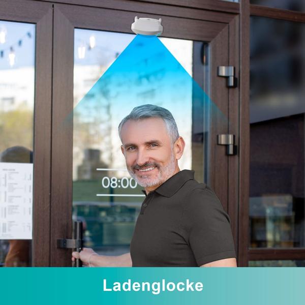 Kabellose Funk Türklingel & Durchgangsmelder mit PIR-Sensor, IP44, 36 Klingeltöne, weiss: für mehr Sicherheit & Komfort