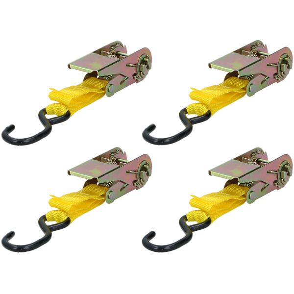 Stabile Spanngurte mit Ratsche, 4 Stück: Je 5m, 350kg Tragkraft, gelb – Zurrgurte - robuste Befestigung für Transporte