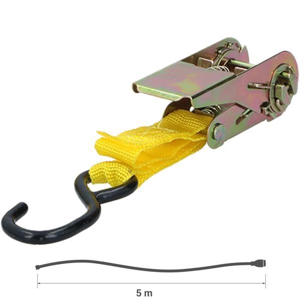 Stabile Spanngurte mit Ratsche, 4 Stück: Je 5m, 350kg Tragkraft, gelb – Zurrgurte - robuste Befestigung für Transporte