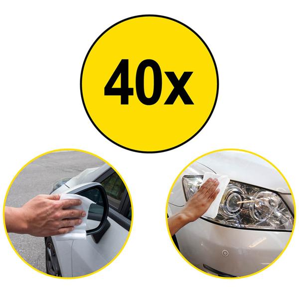 Auto Scheibenreinigungstücher 40 Tücher - streifenlose Fensterreiniger für PKW/SUV - schnell, einfach, sauber - entfernt Schmutz ohne Rückstände