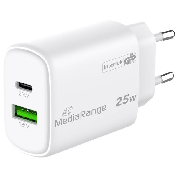 3er-Set Dual Schnellladeadapter, GaN, 1x USB-C und USB-A, 25 Watt, weiss, USB Ladegerät Quick Charge für iPhone, Samsung, Huawei, Pixel, Airpods