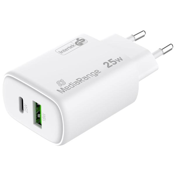 3er-Set Dual Schnellladeadapter, GaN, 1x USB-C und USB-A, 25 Watt, weiss, USB Ladegerät Quick Charge für iPhone, Samsung, Huawei, Pixel, Airpods