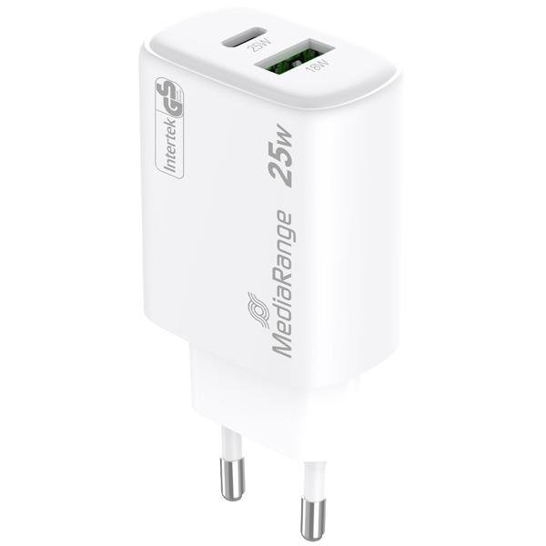 3er-Set Dual Schnellladeadapter, GaN, 1x USB-C und USB-A, 25 Watt, weiss, USB Ladegerät Quick Charge für iPhone, Samsung, Huawei, Pixel, Airpods