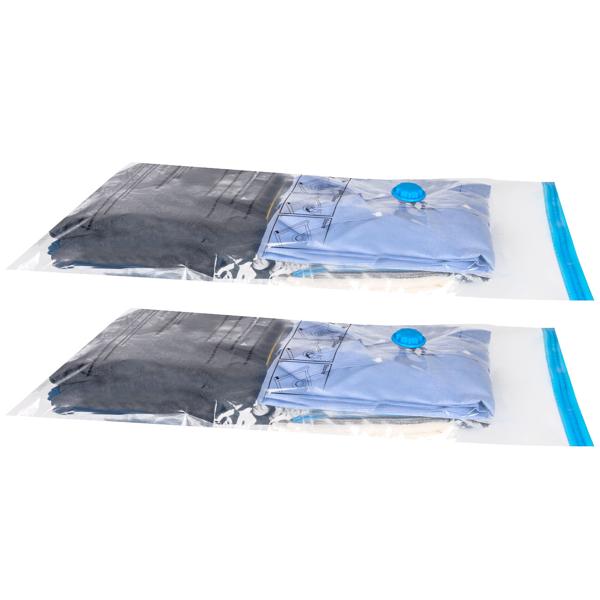 Geniales 2er Set Vakuumbeutel 86x50 & 130x74cm für Kleidung/Textilien - mit Staubsaugerventil & Clip - Super platzsparend