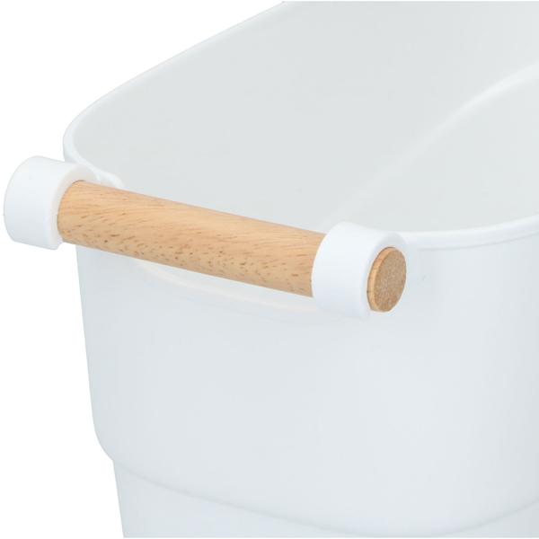 Stilvolles Aufbewahrungsboxen-Set (2 Grössen): Kunststoff mit Bambus-Griff, weiss (33x15cm, 27x12cm) – elegante Ordnungshelfer für Küche, Bad & Büro