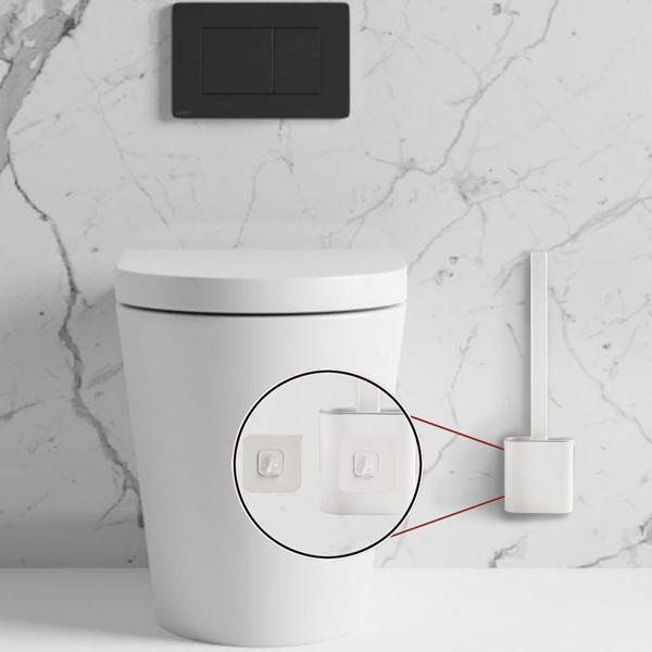 2er-Set WC-Bürste mit Silikonborsten, 2 Toilettenbürsten inkl. Bürstenhalter, weiss/grau, schnell trocknend, die effizientere Art der Toiletten Hygiene