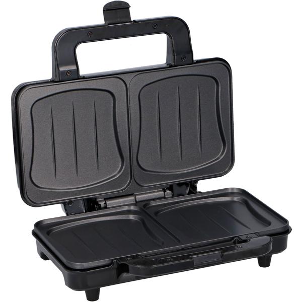 XL Sandwichmaker (starke 900W): schwarz-silber, für 2 grosse Sandwiches, Antihaftbeschichtung - Schnelle & gleichmässige Zubereitung