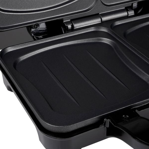 XL Sandwichmaker (starke 900W): schwarz-silber, für 2 grosse Sandwiches, Antihaftbeschichtung - Schnelle & gleichmässige Zubereitung