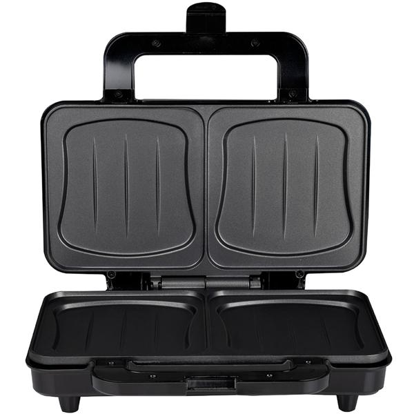 XL Sandwichmaker (starke 900W): schwarz-silber, für 2 grosse Sandwiches, Antihaftbeschichtung - Schnelle & gleichmässige Zubereitung