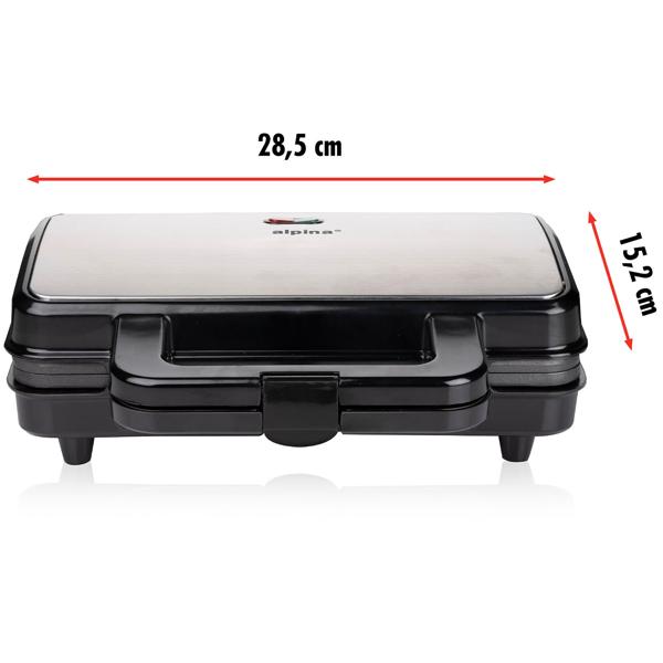 XL Sandwichmaker (starke 900W): schwarz-silber, für 2 grosse Sandwiches, Antihaftbeschichtung - Schnelle & gleichmässige Zubereitung