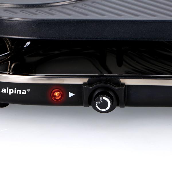 Geselliges Raclette-Grill für 8 Personen, 1200W: Mit Grill- und Backplatte, Antihaftbeschichtung, Thermostat, Pfännchen und Spatel